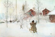 The yard and the washhouse (Brita whith the Sleigh) between 1890 and 1899, Stockholm, Nationalmuseum