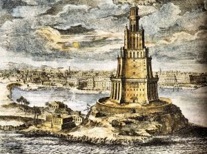 gravure du XVIIIe repésentant le phare d'Alexandrie