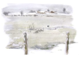 Jean Chevalier - Hirondelle rustique entre neige et glace, à Chatillon sur Broué